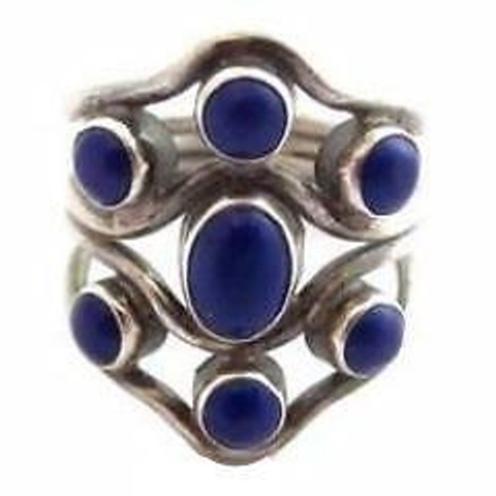 Vintage Fabulous Wide Cobalt Blue Cab Vintage Sterling Silver 925 Ring Sz8..25 - Picture 2 of 7